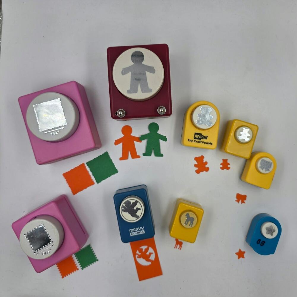Lot of 9 Paper-Crafting Scrapbooking Punches Variety of Sizes and Shapes S M & L